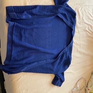 Blue short sleeve textured cardigan